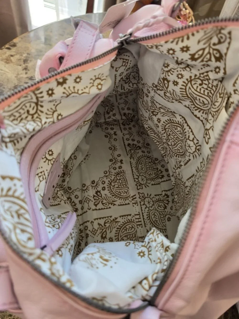 Free People Large Emerson Tote Bag NWT Peony Pink Pebbled Leather Shoulder Cross - Picture 7 of 10